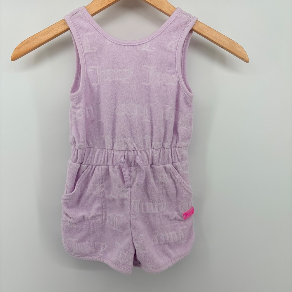 Juicy Couture Girls Lavender Terry Cloth Logo‎ Romper Sleeveless 3T Purple